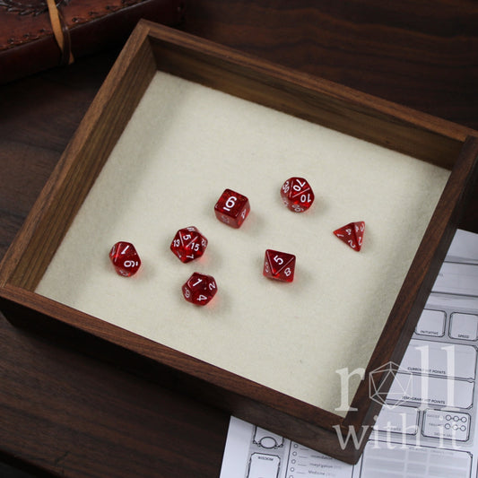 Solid Walnut DnD Dice Tray with 100% Wool Felt Base – Handmade Premium TTRPG Accessory – Only £33