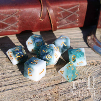 Glacial Tides Dice - Dungeons and Dragons Dice Set | 7 Polyhedral Dice | RPG Dice | Tabletop Roleplaying