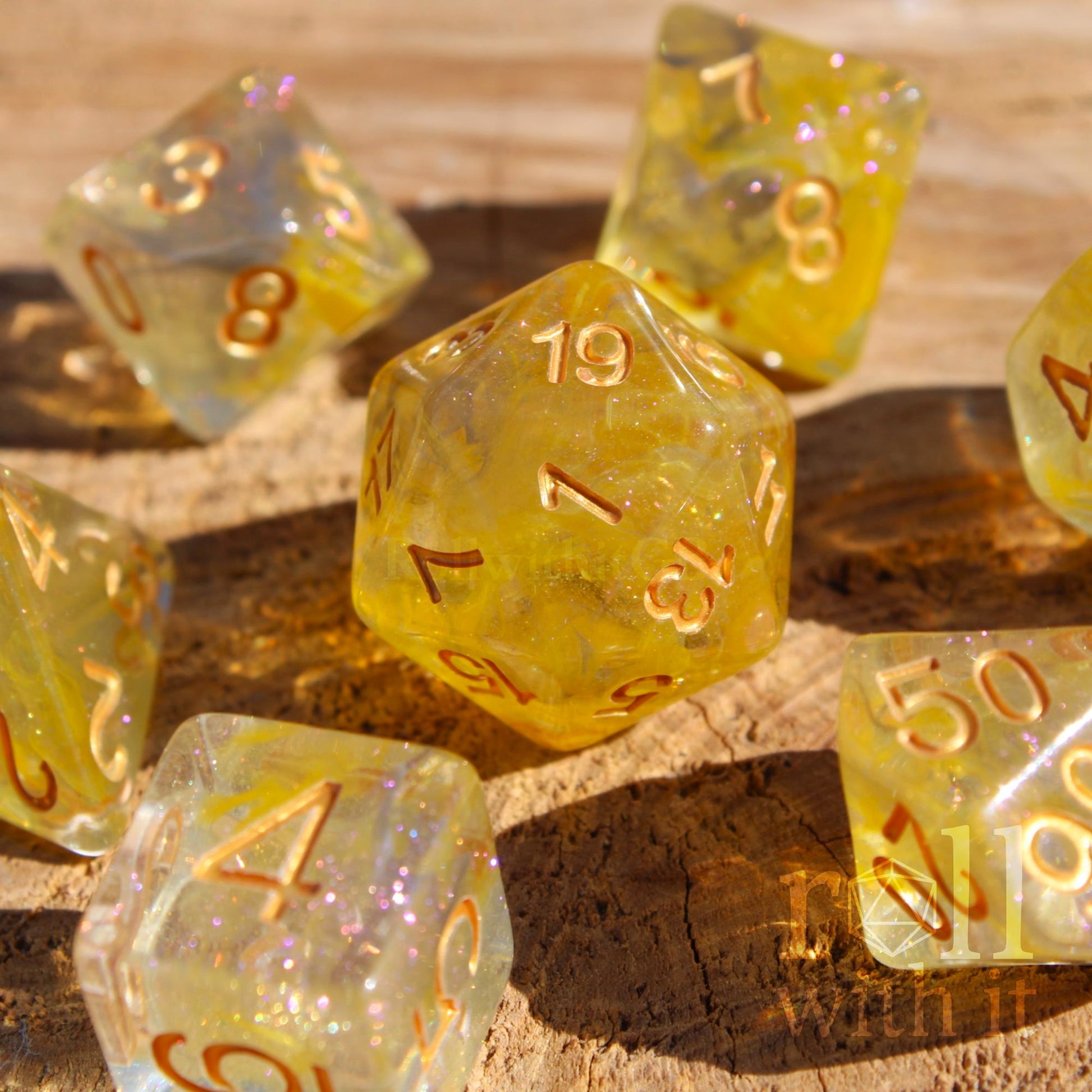 Divine Flame Dice - Dungeons and Dragons Dice Set | 7 Polyhedral Dice | RPG Dice | Tabletop Roleplaying