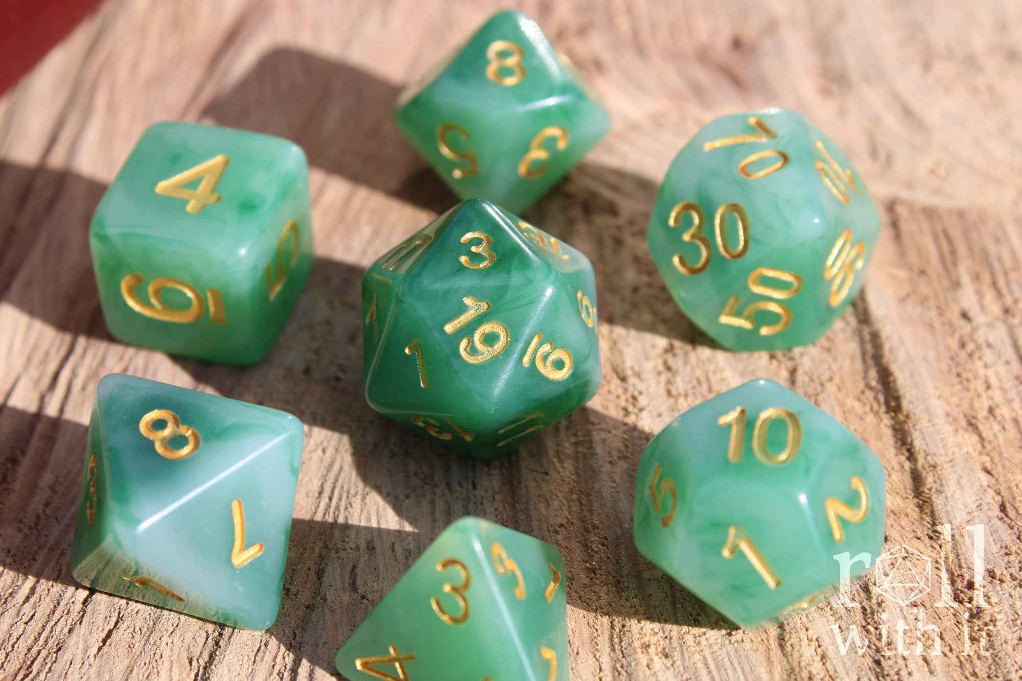Iceberg Jade Dice - Dungeons and Dragons Dice Set | 7 Polyhedral Dice | RPG Dice | Tabletop Roleplaying