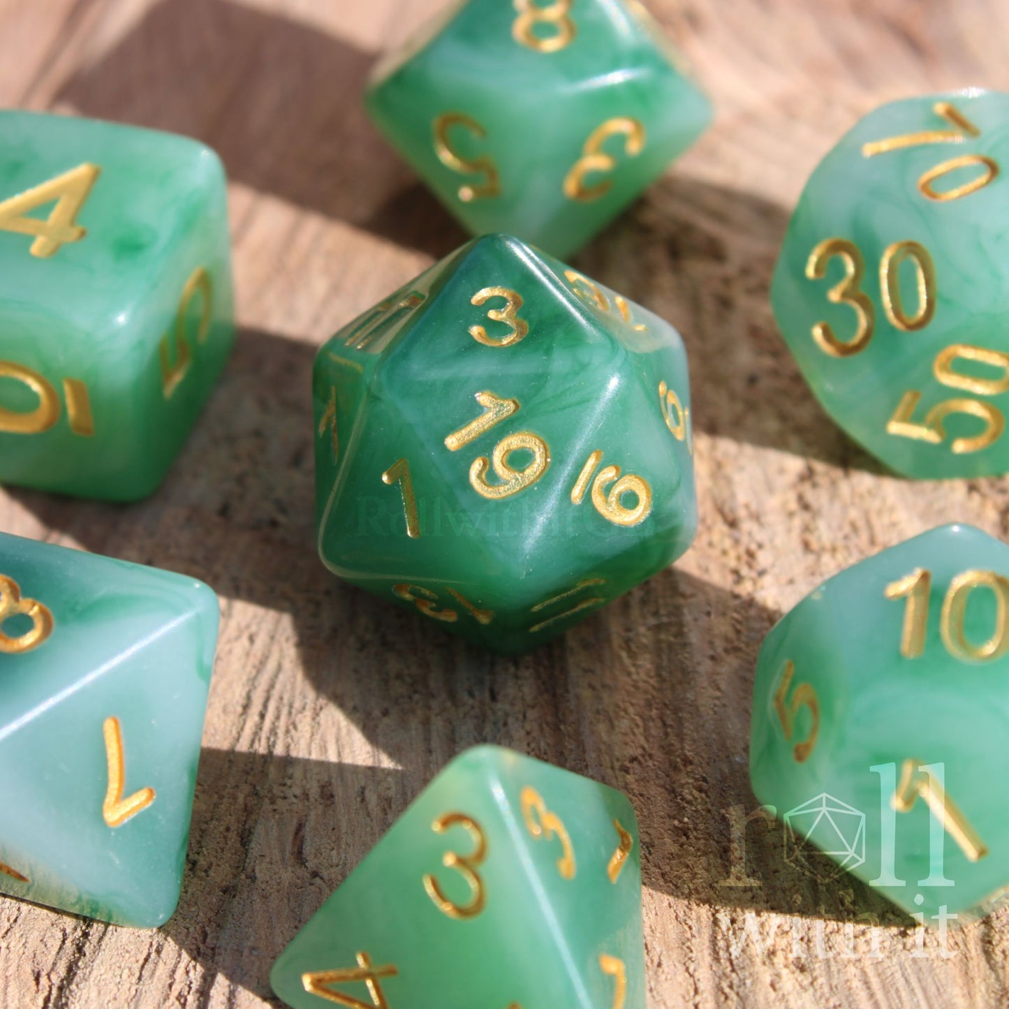 Iceberg Jade Dice - Dungeons and Dragons Dice Set | 7 Polyhedral Dice | RPG Dice | Tabletop Roleplaying