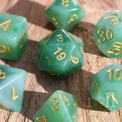 Iceberg Jade Dice - Dungeons and Dragons Dice Set | 7 Polyhedral Dice | RPG Dice | Tabletop Roleplaying