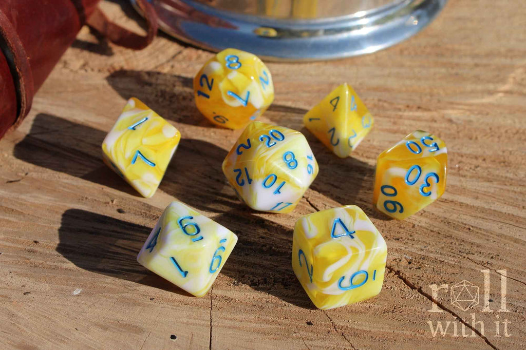 Lemon Cream Dice - Dungeons and Dragons Dice Set | 7 Polyhedral Dice | RPG Dice | Tabletop Roleplaying