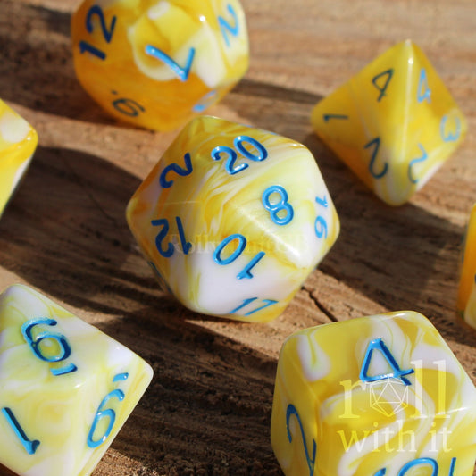 Lemon Cream Dice - Dungeons and Dragons Dice Set | 7 Polyhedral Dice | RPG Dice | Tabletop Roleplaying
