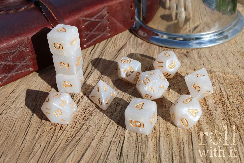 11 Set Pearlescent Paladin Dice - Dungeons and Dragons Dice Set | 11 Polyhedral Dice | RPG Dice | Tabletop Roleplaying