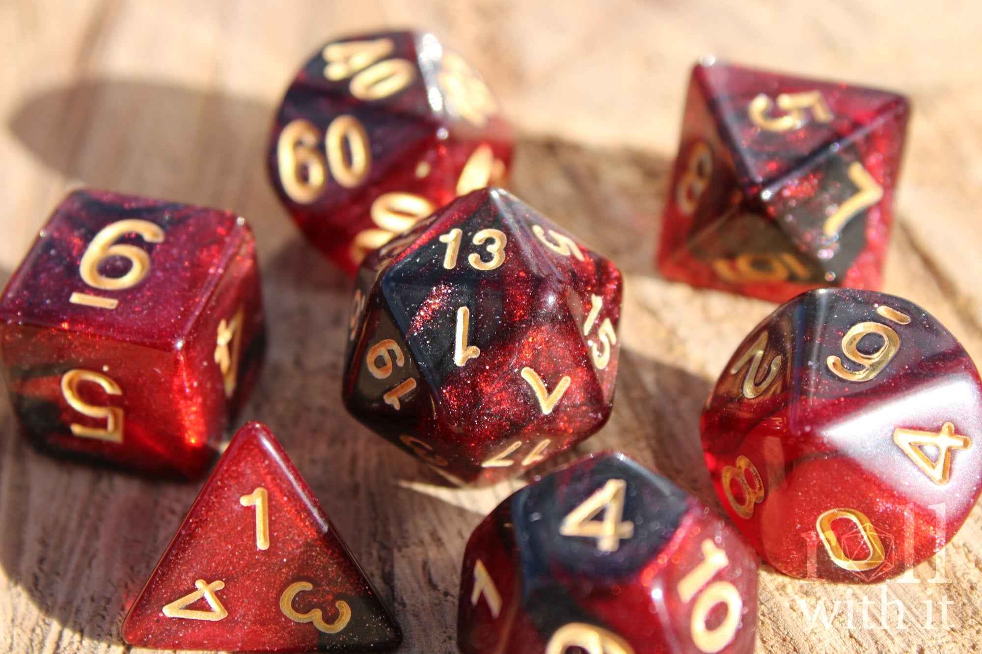 Sanguine Galaxy Dice - Dungeons and Dragons Dice Set | 7 Polyhedral Dice | RPG Dice | Tabletop Roleplaying