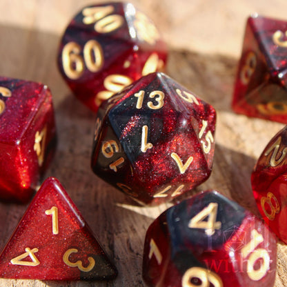 Sanguine Galaxy Dice - Dungeons and Dragons Dice Set | 7 Polyhedral Dice | RPG Dice | Tabletop Roleplaying