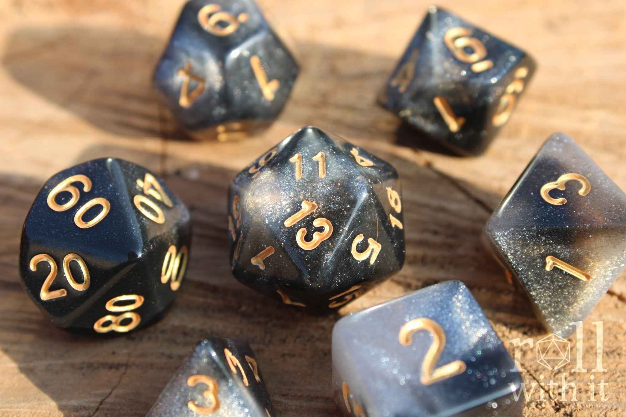 Silver Galaxy Dice - Dungeons and Dragons Dice Set | 7 Polyhedral Dice | RPG Dice | Tabletop Roleplaying