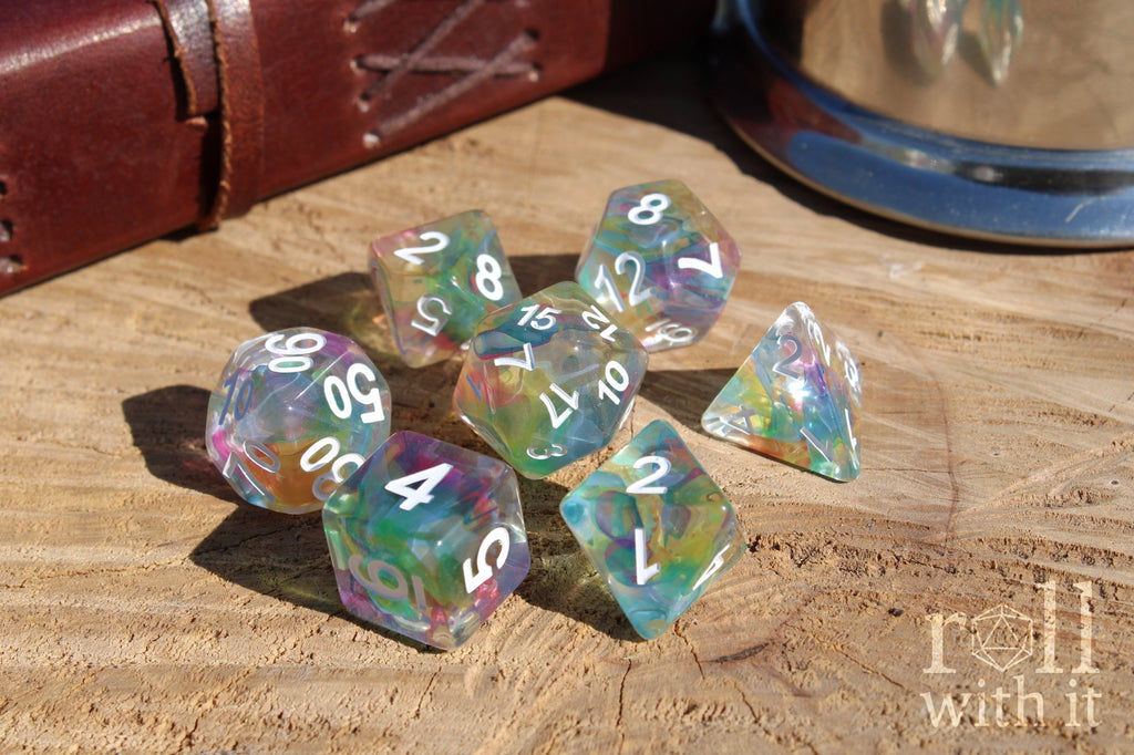 Chromatic Waves Dice - Dungeons and Dragons Dice Set | 7 Polyhedral Dice | RPG Dice | Tabletop Roleplaying