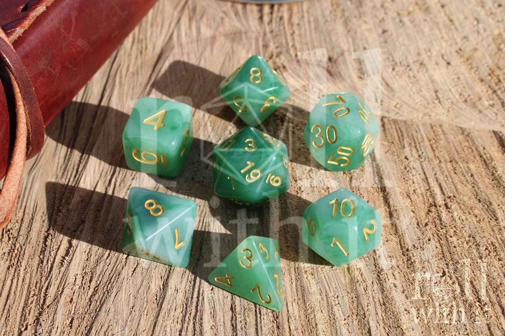 Iceberg Jade Dice - Dungeons and Dragons Dice Set | 7 Polyhedral Dice | RPG Dice | Tabletop Roleplaying