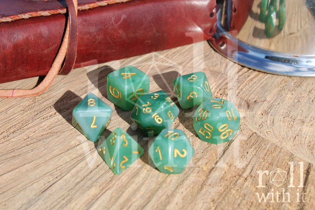 Iceberg Jade Dice - Dungeons and Dragons Dice Set | 7 Polyhedral Dice | RPG Dice | Tabletop Roleplaying