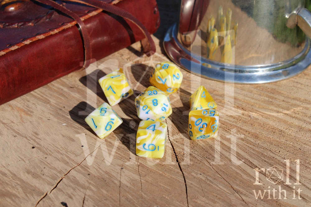 Lemon Cream Dice - Dungeons and Dragons Dice Set | 7 Polyhedral Dice | RPG Dice | Tabletop Roleplaying