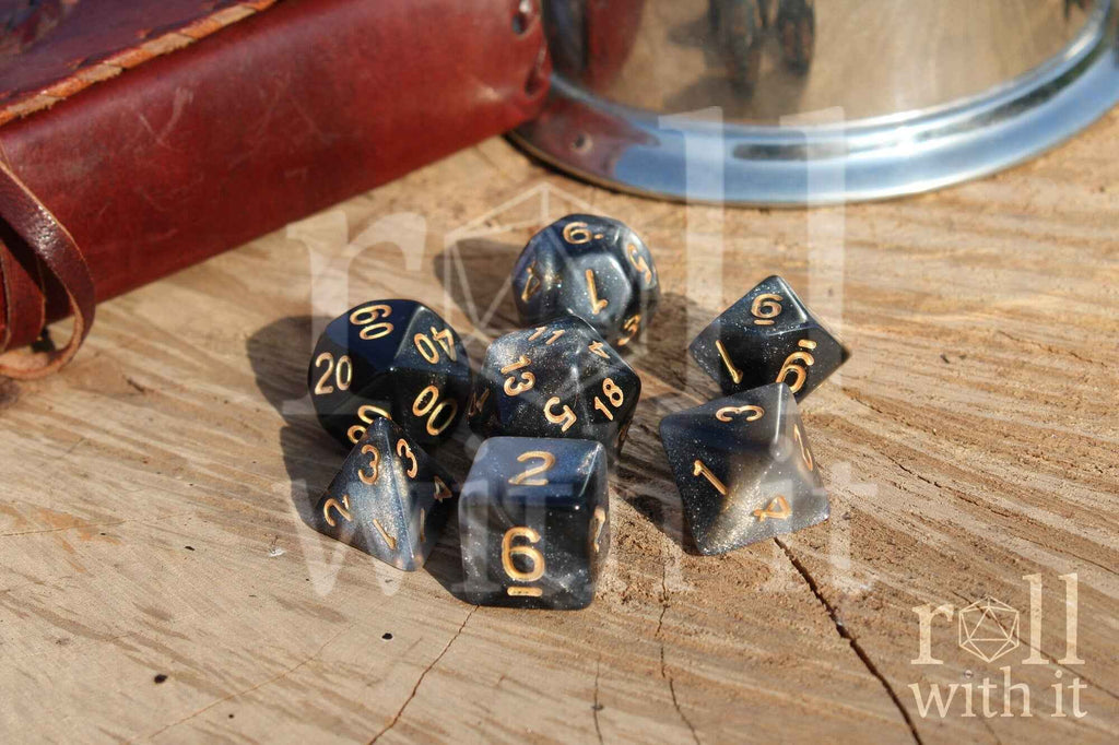 Silver Galaxy Dice - Dungeons and Dragons Dice Set | 7 Polyhedral Dice | RPG Dice | Tabletop Roleplaying