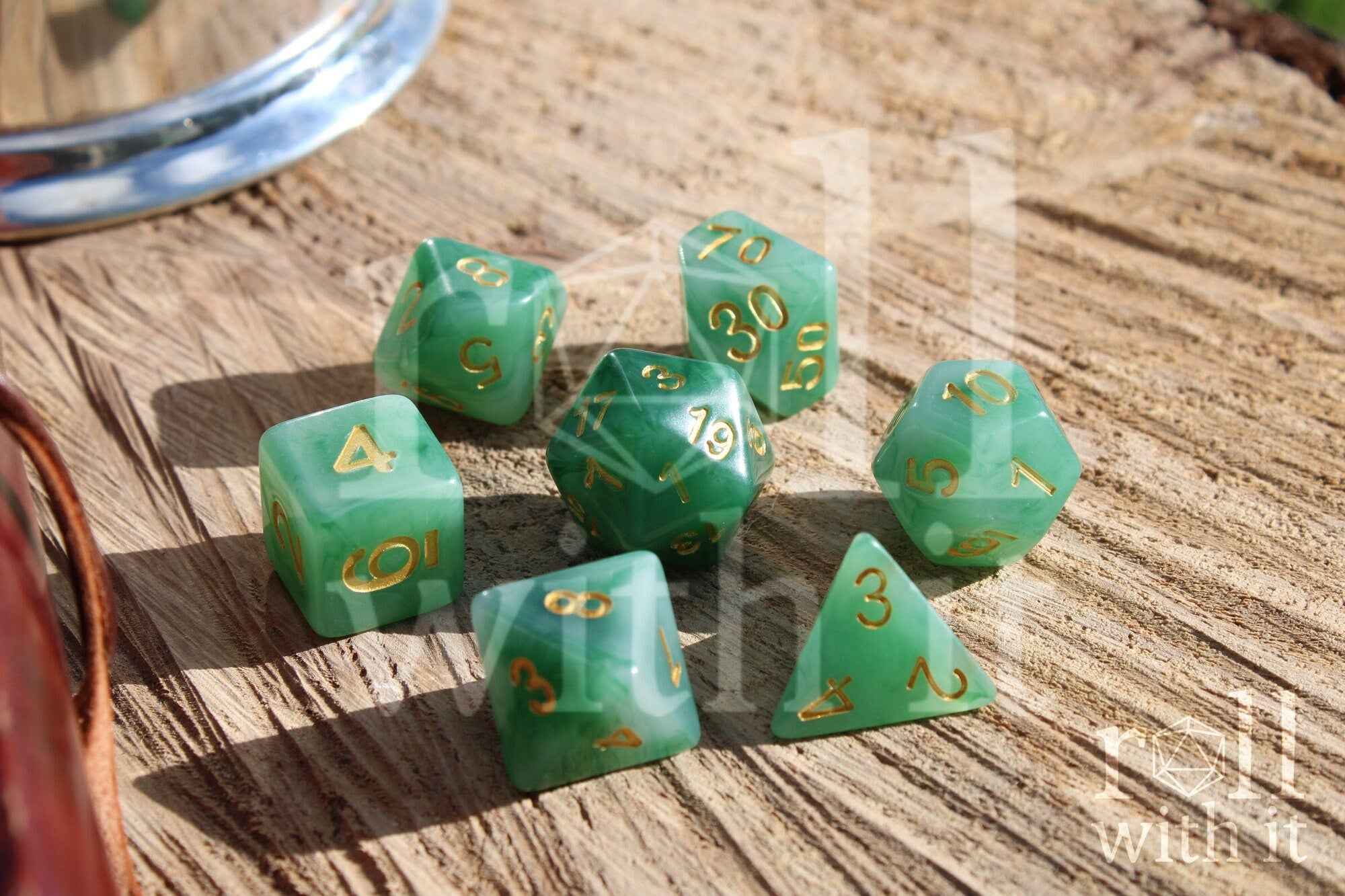 Iceberg Jade Dice - Dungeons and Dragons Dice Set | 7 Polyhedral Dice | RPG Dice | Tabletop Roleplaying