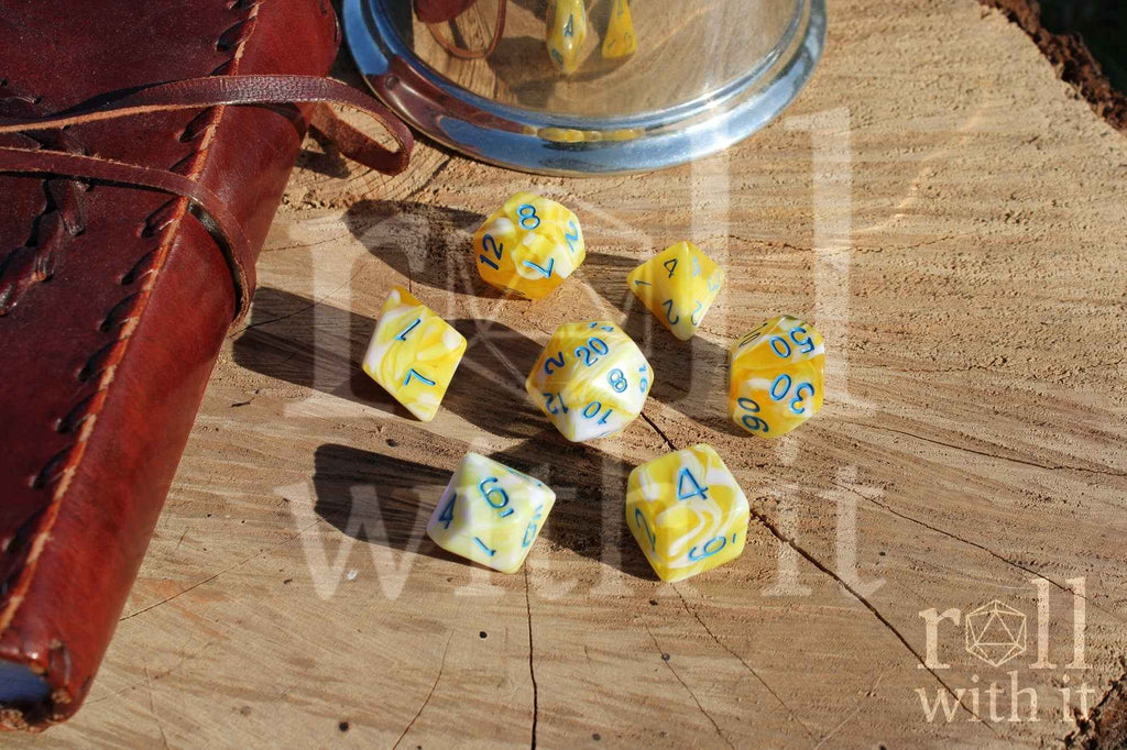 Lemon Cream Dice - Dungeons and Dragons Dice Set | 7 Polyhedral Dice | RPG Dice | Tabletop Roleplaying