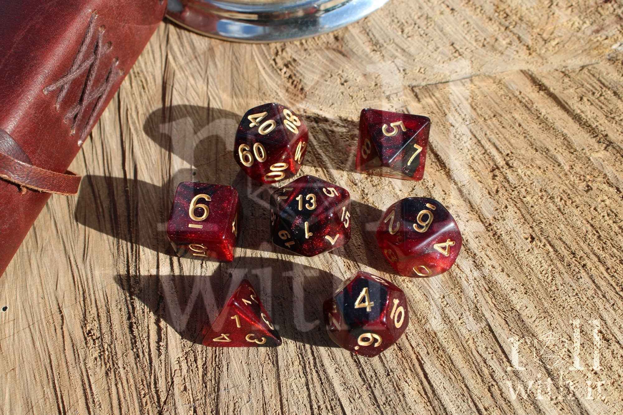 Sanguine Galaxy Dice - Dungeons and Dragons Dice Set | 7 Polyhedral Dice | RPG Dice | Tabletop Roleplaying