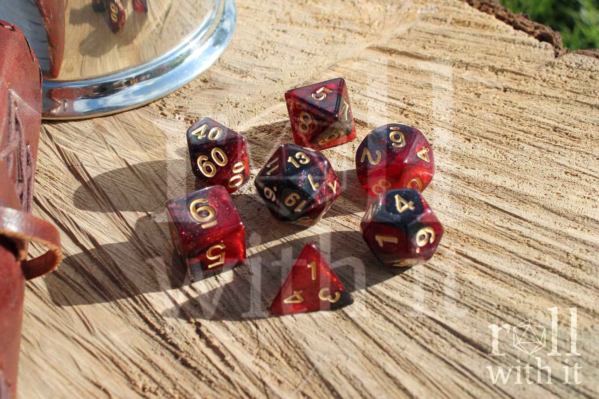 Sanguine Galaxy Dice - Dungeons and Dragons Dice Set | 7 Polyhedral Dice | RPG Dice | Tabletop Roleplaying