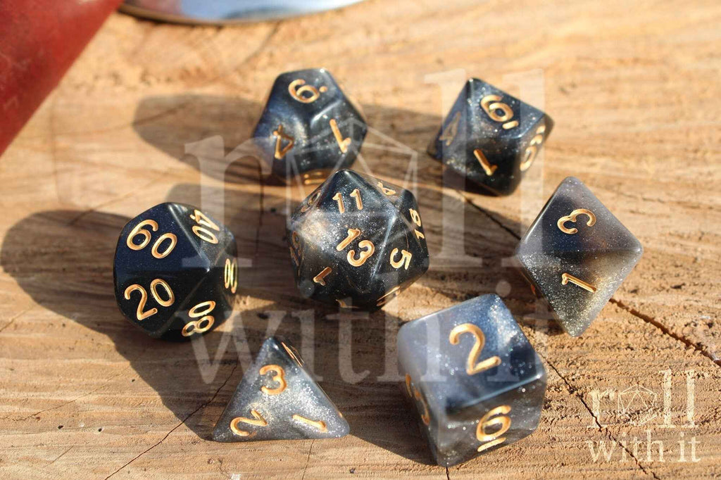 Silver Galaxy Dice - Dungeons and Dragons Dice Set | 7 Polyhedral Dice | RPG Dice | Tabletop Roleplaying