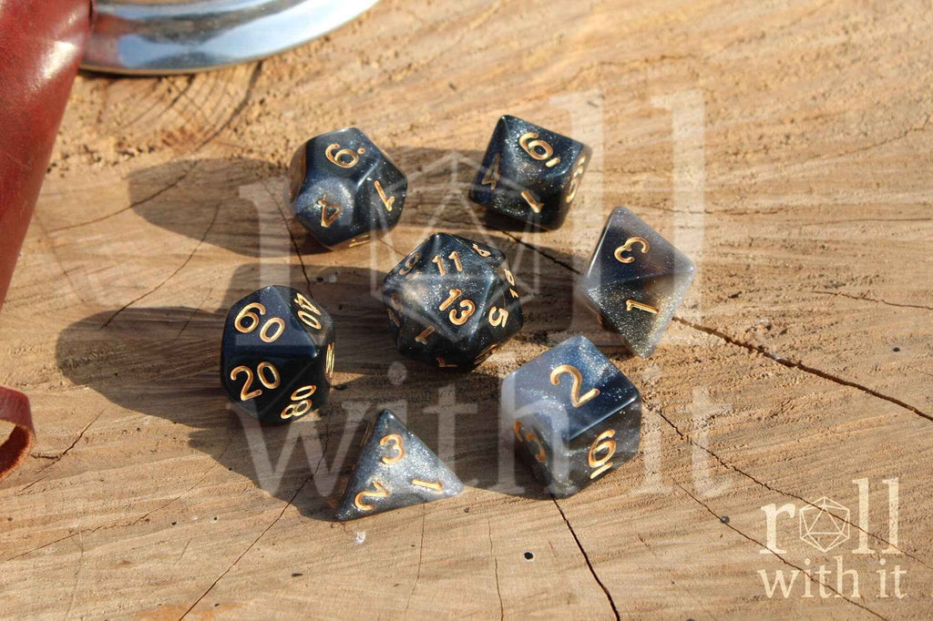 Silver Galaxy Dice - Dungeons and Dragons Dice Set | 7 Polyhedral Dice | RPG Dice | Tabletop Roleplaying